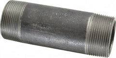 Made in USA - Schedule 80, 1-1/2" Diam x 5" Long Steel Black Pipe Nipple - Threaded - USA Tool & Supply