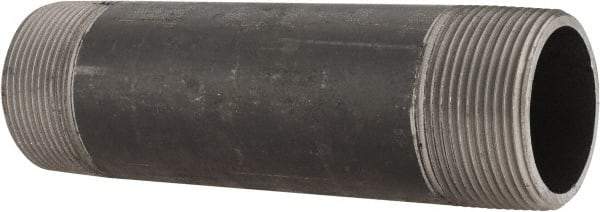 Made in USA - Schedule 80, 1-1/2" Diam x 6" Long Steel Black Pipe Nipple - Threaded - USA Tool & Supply