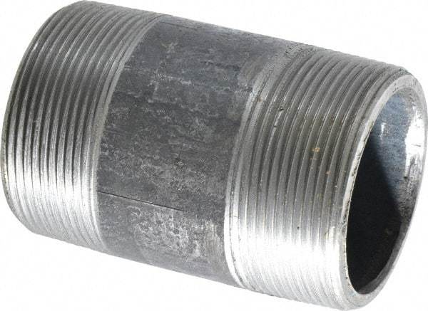 Made in USA - Schedule 80, 2" Diam x 3-1/2" Long Steel Black Pipe Nipple - Threaded - USA Tool & Supply