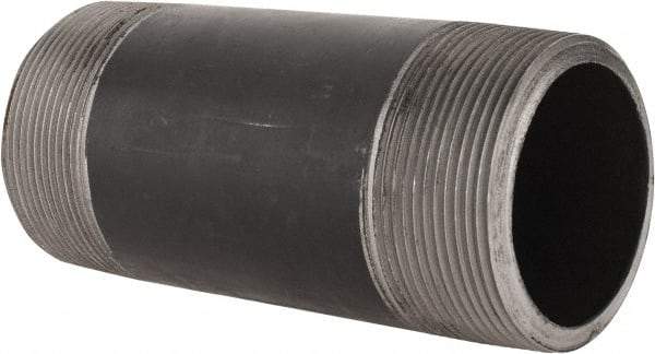 Made in USA - Schedule 80, 2" Diam x 5" Long Steel Black Pipe Nipple - Threaded - USA Tool & Supply