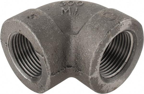 Made in USA - Size 1", Class 300, Malleable Iron Black Pipe 90° Elbow - 300 psi, Threaded End Connection - USA Tool & Supply