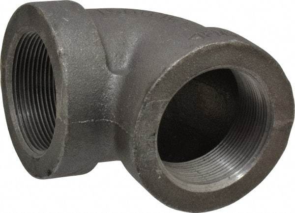 Made in USA - Size 2", Class 300, Malleable Iron Black Pipe 90° Elbow - 300 psi, Threaded End Connection - USA Tool & Supply