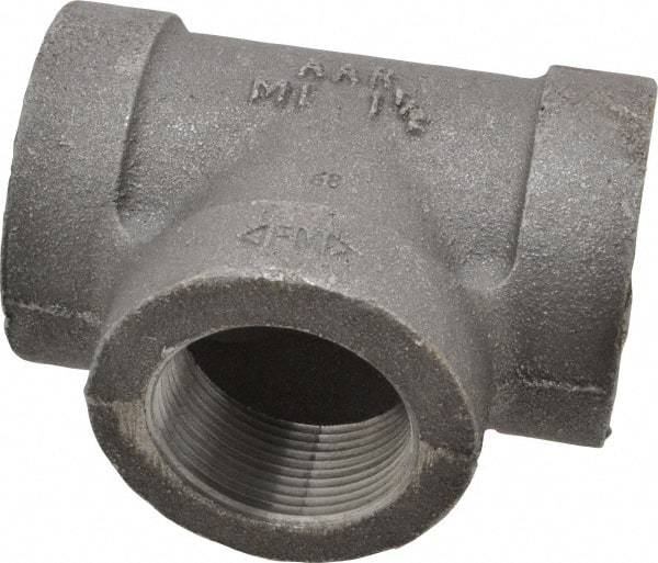 Made in USA - Size 1-1/2", Class 300, Malleable Iron Black Pipe Tee - 300 psi, Threaded End Connection - USA Tool & Supply