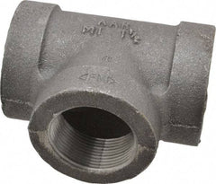 Made in USA - Size 1-1/2", Class 300, Malleable Iron Black Pipe Tee - 300 psi, Threaded End Connection - USA Tool & Supply