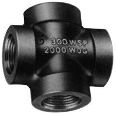 Made in USA - Size 3", Class 3,000, Steel Black Pipe Cross - 3,000 psi, Socket Weld End Connection - USA Tool & Supply