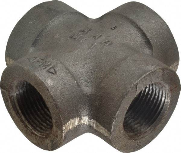 Made in USA - Size 1", Class 300, Malleable Iron Black Pipe Cross - 300 psi, Threaded End Connection - USA Tool & Supply