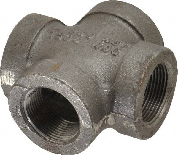 Made in USA - Size 1-1/4", Class 300, Malleable Iron Black Pipe Cross - 300 psi, Threaded End Connection - USA Tool & Supply
