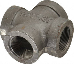 Made in USA - Size 1-1/4", Class 300, Malleable Iron Black Pipe Cross - 300 psi, Threaded End Connection - USA Tool & Supply