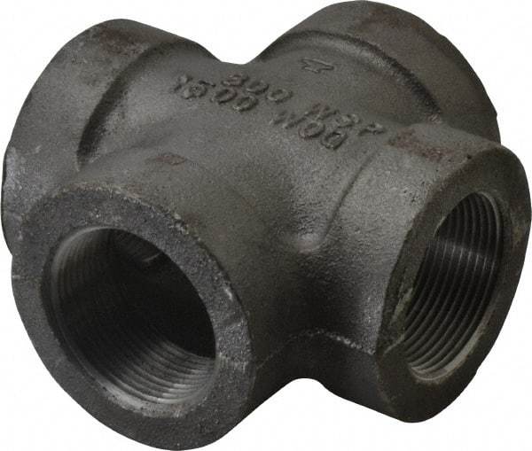 Made in USA - Size 1-1/2", Class 300, Malleable Iron Black Pipe Cross - 300 psi, Threaded End Connection - USA Tool & Supply
