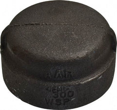 Made in USA - Size 1-1/2", Class 300, Malleable Iron Black Pipe End Cap - 300 psi, Threaded End Connection - USA Tool & Supply