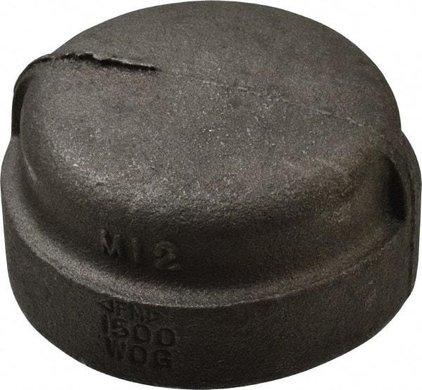 Made in USA - Size 2", Class 300, Malleable Iron Black Pipe End Cap - 300 psi, Threaded End Connection - USA Tool & Supply