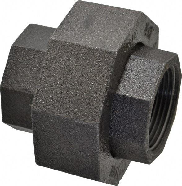 Made in USA - Size 1-1/4", Class 300, Malleable Iron Black Pipe Union - 300 psi, Threaded End Connection - USA Tool & Supply