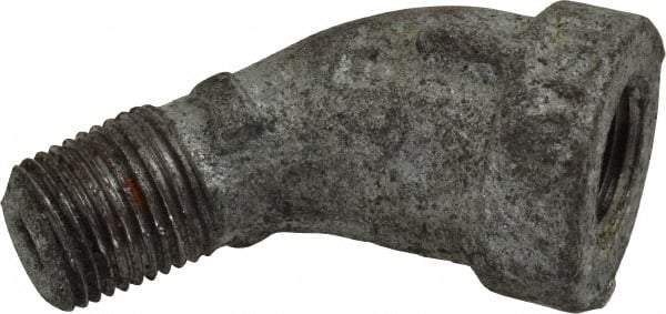 Made in USA - Class 150, 1/8" Galvanized Pipe 45° Street Elbow - Threaded, Malleable Iron - USA Tool & Supply