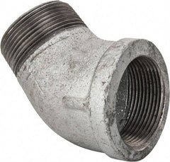 Made in USA - Class 150, 1-1/2" Galvanized Pipe 45° Street Elbow - Threaded, Malleable Iron - USA Tool & Supply