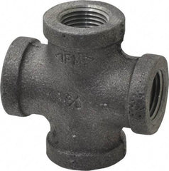 Made in USA - Size 3/8", Class 150, Malleable Iron Black Pipe Cross - 150 psi, Threaded End Connection - USA Tool & Supply