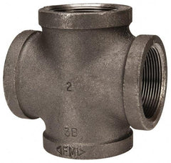 Made in USA - Size 2", Class 150, Malleable Iron Black Pipe Cross - 150 psi, Threaded End Connection - USA Tool & Supply