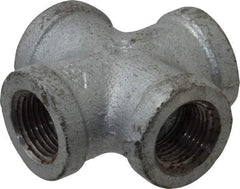 Made in USA - Class 150, 3/8" Galvanized Pipe Cross - Threaded, Malleable Iron - USA Tool & Supply