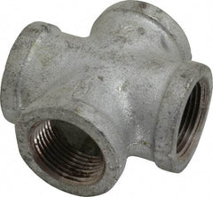 Made in USA - Class 150, 1" Galvanized Pipe Cross - Threaded, Malleable Iron - USA Tool & Supply