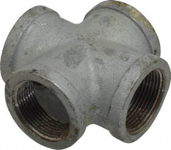 Made in USA - Class 150, 1-1/4" Galvanized Pipe Cross - Threaded, Malleable Iron - USA Tool & Supply