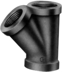 Made in USA - Size 2-1/2", Class 150, Malleable Iron Black Pipe 45° Lateral Y-Branch - 300 psi, Threaded End Connection - USA Tool & Supply
