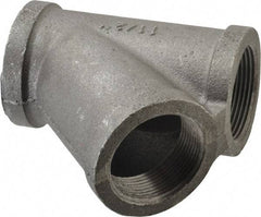 Made in USA - Size 1-1/2", Class 150, Malleable Iron Black Pipe 45° Lateral Y-Branch - 150 psi, Threaded End Connection - USA Tool & Supply