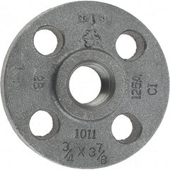 Made in USA - 3/4" Pipe, 3-7/8" OD, 5/8" Hub Length, Iron Threaded Pipe Flange - 1-3/4" Across Bolt Hole Centers, 3/4" Bolt Hole, 175 psi, Class 125 - USA Tool & Supply