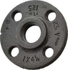 Made in USA - 1" Pipe, 4-1/4" OD, 11/16" Hub Length, Iron Threaded Pipe Flange - 1-15/16" Across Bolt Hole Centers, 3/4" Bolt Hole, 175 psi, Class 125 - USA Tool & Supply