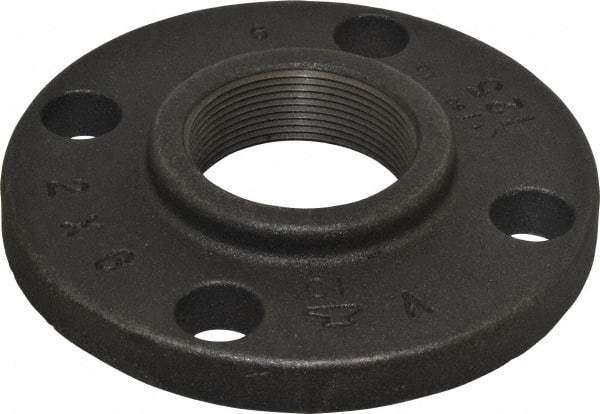 Made in USA - 2" Pipe, 6" OD, 1" Hub Length, Iron Threaded Pipe Flange - 3-1/16" Across Bolt Hole Centers, 3/4" Bolt Hole, 175 psi, Class 125 - USA Tool & Supply