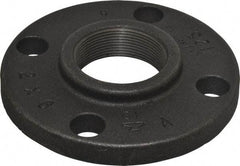 Made in USA - 2" Pipe, 6" OD, 1" Hub Length, Iron Threaded Pipe Flange - 3-1/16" Across Bolt Hole Centers, 3/4" Bolt Hole, 175 psi, Class 125 - USA Tool & Supply