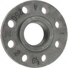Made in USA - 2" Pipe, 6-1/2" OD, 1-1/4" Hub Length, Iron Threaded Pipe Flange - 3-5/16" Across Bolt Hole Centers, 3/4" Bolt Hole, 175 psi, Class 250 - USA Tool & Supply