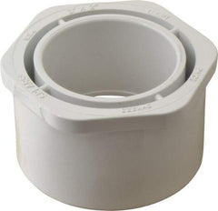 Value Collection - 3 x 2" PVC Plastic Pipe Bushing - Schedule 40, Spig x Slip End Connections - USA Tool & Supply
