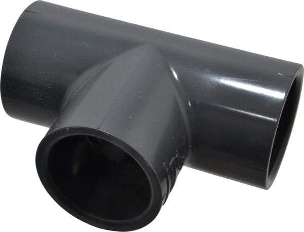 Value Collection - 1-1/4" PVC Plastic Pipe Tee - Schedule 80, Slip x Slip x Slip End Connections - USA Tool & Supply