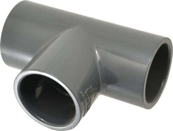 Value Collection - 1-1/2" PVC Plastic Pipe Tee - Schedule 80, Slip x Slip x Slip End Connections - USA Tool & Supply