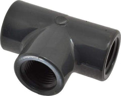 Value Collection - 1/2" PVC Plastic Pipe Tee - Schedule 80, FIPT x FIPT x FIPT End Connections - USA Tool & Supply