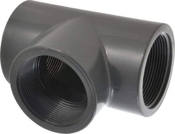Value Collection - 3" PVC Plastic Pipe Tee - Schedule 80, FIPT x FIPT x FIPT End Connections - USA Tool & Supply