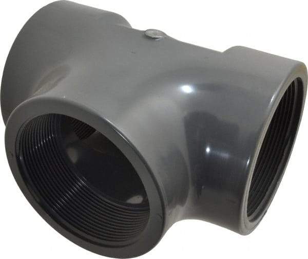 Value Collection - 4" PVC Plastic Pipe Tee - Schedule 80, FIPT x FIPT x FIPT End Connections - USA Tool & Supply