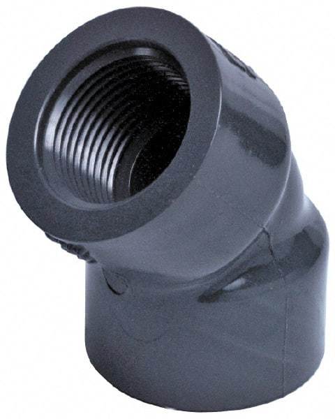 Value Collection - 6" PVC Plastic Pipe 45° Elbow - Schedule 40, Slip x Slip End Connections - USA Tool & Supply