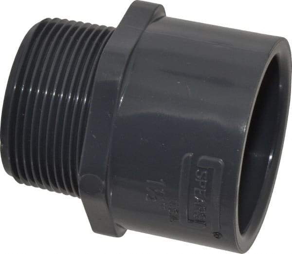 Value Collection - 1-1/2" PVC Plastic Pipe Male Adapter - Schedule 80, Slip x MIPT End Connections - USA Tool & Supply