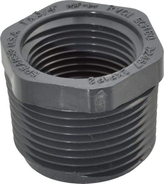 Value Collection - 1 x 3/4" PVC Plastic Pipe Bushing - Schedule 80, MIPT x FIPT End Connections - USA Tool & Supply