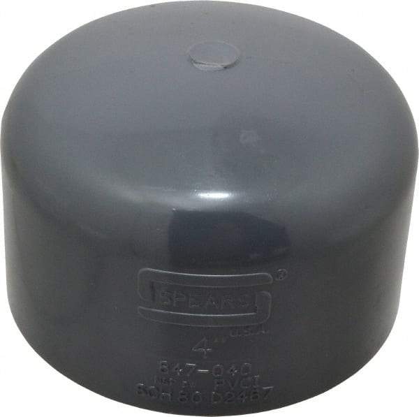 Value Collection - 4" PVC Plastic Pipe End Cap - Schedule 80, Slip End Connections - USA Tool & Supply