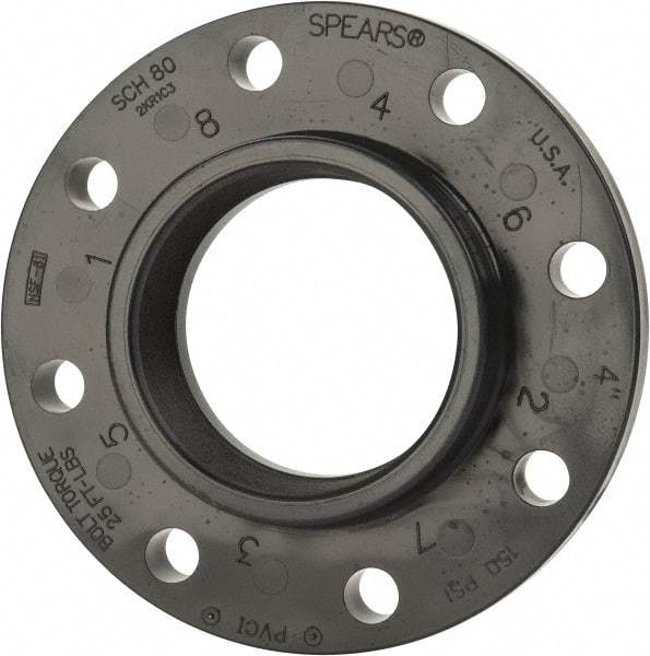 Value Collection - 4" PVC Plastic Pipe Flange (One Piece) - Schedule 80, FIPT End Connections - USA Tool & Supply