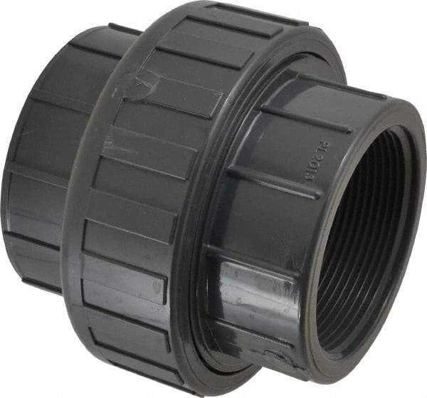 Value Collection - 3" PVC Plastic Pipe Union with EPDM O-Ring - Schedule 80, FIPT x FIPT End Connections - USA Tool & Supply