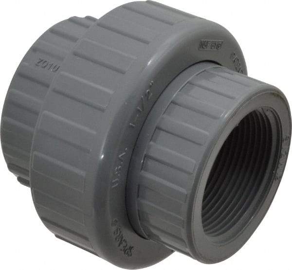 Value Collection - 1-1/2" CPVC Plastic Pipe Union with EPDM O-Ring - Schedule 80, FIPT x FIPT End Connections - USA Tool & Supply