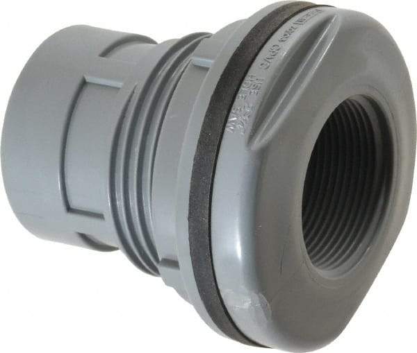 Value Collection - 1-1/2" CPVC Plastic Pipe Bulkhead Tank Adapter - Schedule 80, FIPT x FIPT End Connections - USA Tool & Supply