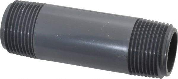 Value Collection - 1" Pipe, 4" Long PVC Threaded Plastic Pipe Nipple - Schedule 80, Gray - USA Tool & Supply
