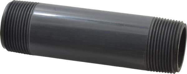 Value Collection - 1-1/4" Pipe, 5-1/2" Long PVC Threaded Plastic Pipe Nipple - Schedule 80, Gray - USA Tool & Supply