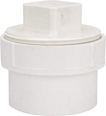 B&K Mueller - 3", PVC Drain, Waste & Vent Pipe Cleanout Adapter - Spig x CO with Plug - USA Tool & Supply