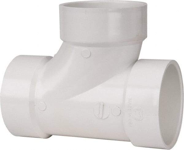 B&K Mueller - 4", PVC Drain, Waste & Vent Pipe Sanitary Tee - Hub x Hub x Hub - USA Tool & Supply
