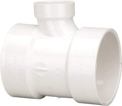 B&K Mueller - 4 x 4 x 2", PVC Drain, Waste & Vent Pipe Reducing Sanitary Tee - Hub x Hub x Hub - USA Tool & Supply