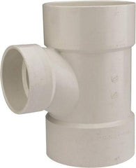 B&K Mueller - 6 x 6 x 4", PVC Drain, Waste & Vent Pipe Reducing Sanitary Tee - Hub x Hub x Hub - USA Tool & Supply